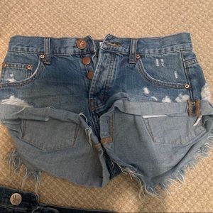 ONE TEASPOON bandit medium wash denim shorts